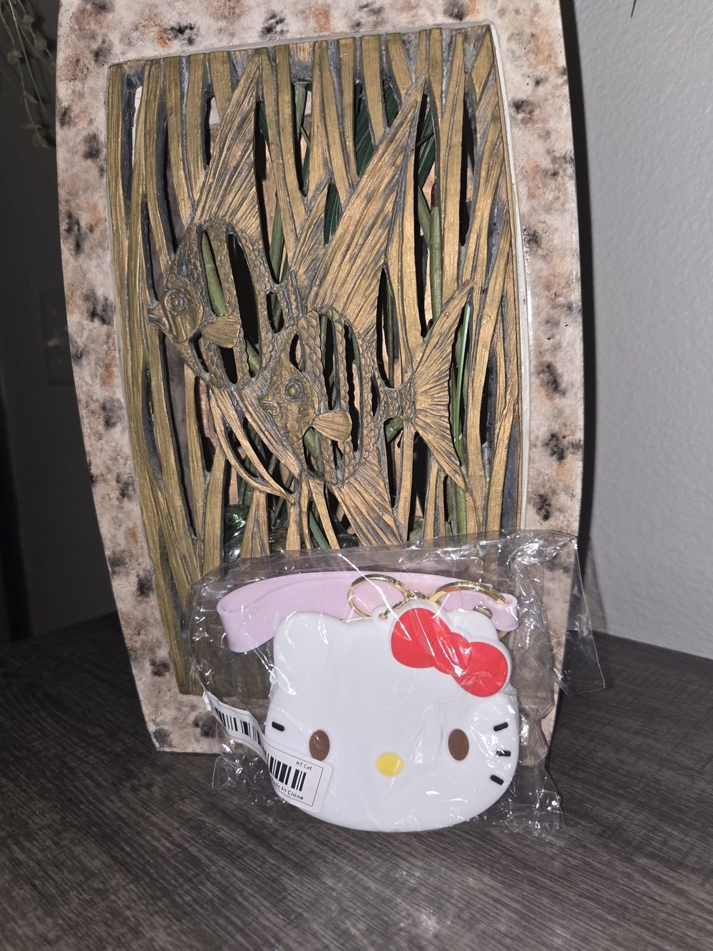 Hello Kitty Face Coin Purse with Pink Strap Keychain